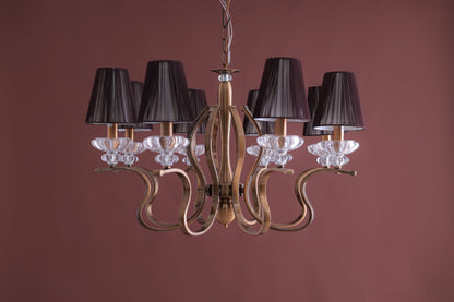 8-Arms chandelier brown lamp shade oxide