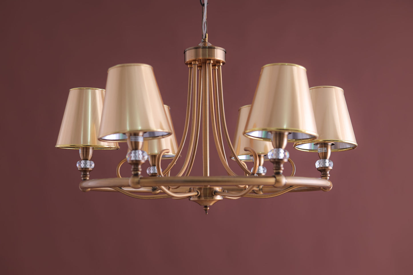 6-Arms chandelier gold lamp shade oxide
