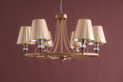 6-Arms chandelier gold lamp shade oxide