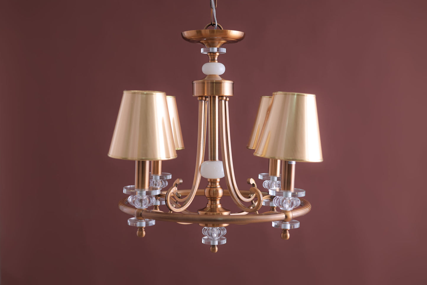 4-Arms chandelier gold lamp shade oxide