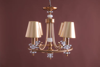 4-Arms chandelier gold lamp shade oxide