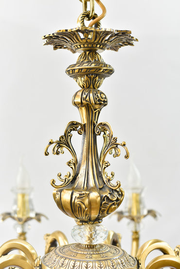 نجفة كوبية، 8 لمبة، نحاس، 90×82 سم - برونز إيطالي