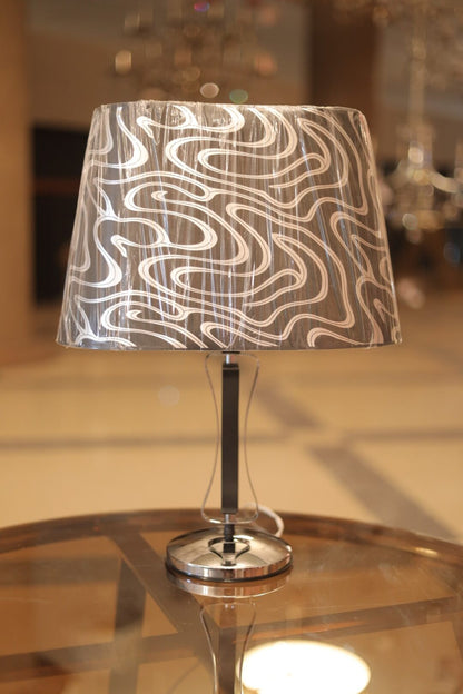table lamp with wicker lampshade no 66 chrome