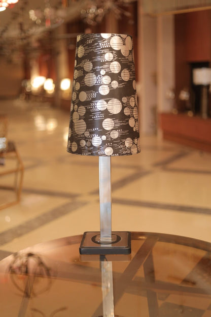 Table Lamp with a rectangular chrome pipe