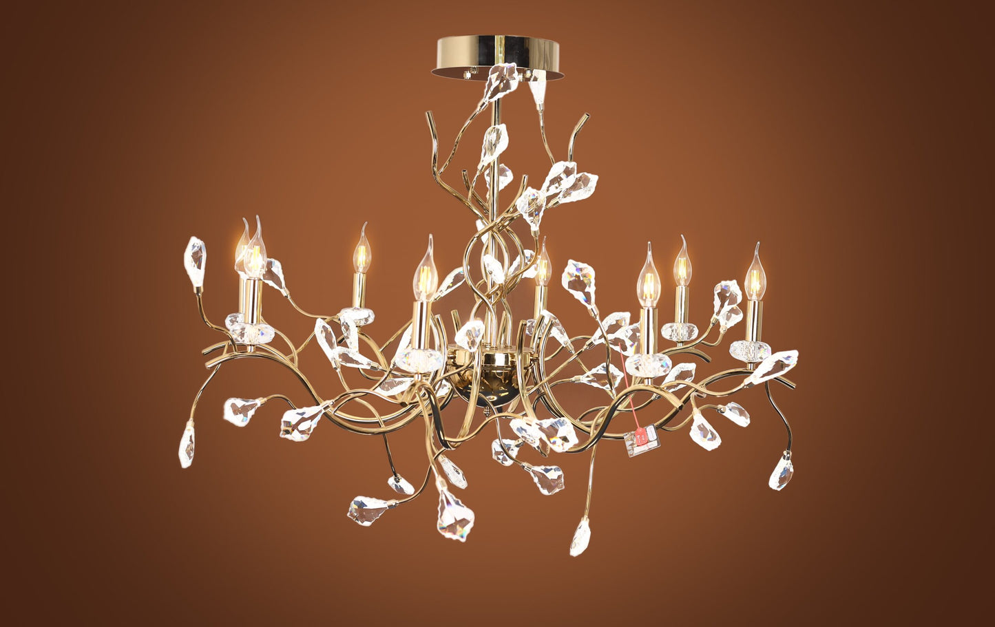 Chandelier 8 arms crystal comb/50 LED bulbs + 8 bulbs code 5728 diameter 120 cm (with glass) solitaire gold