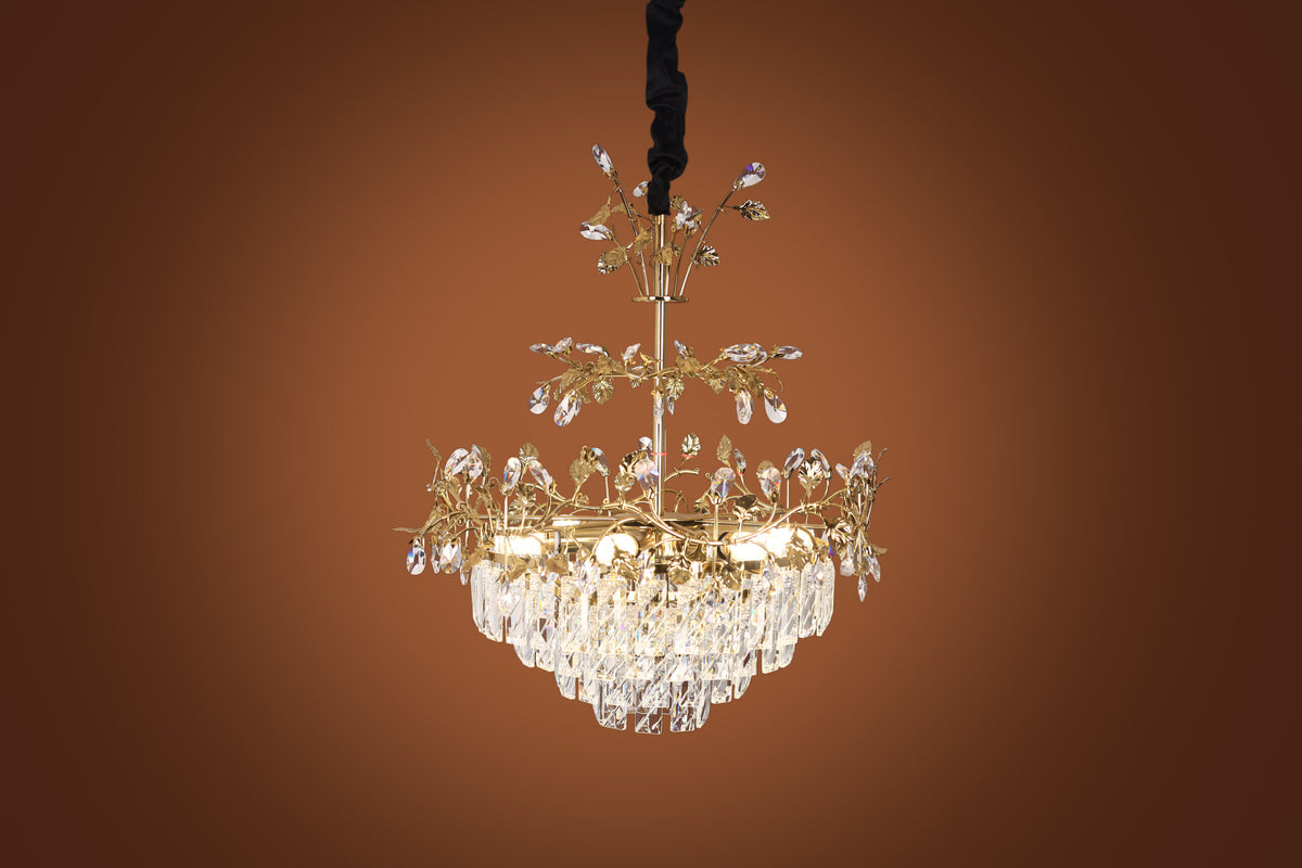 Chandelier, 6 Lights, 50cm - Solitaire Gold - Kandil Egypt Lighting