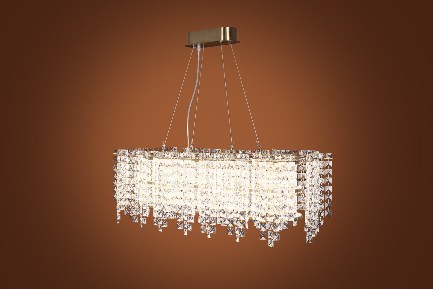 Hollow LED Oval Chandelier, Metal, 100×70cm - Oxide
