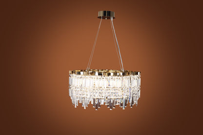 Chandelier 70 cm (LED) round (plain section) code 5734 with solitaire gold crystal