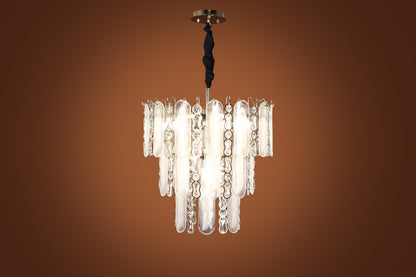 Laser Branches Round Glass Chandelier, 9 Lights, Metal, 50×70cm - Solitaire Gold