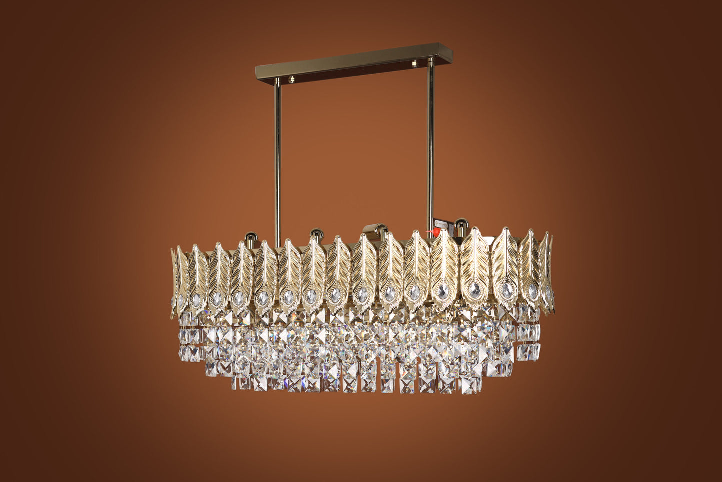 Crown Oval Chandelier, 8 Lights, Metal, 80×70cm - Solitaire Gold