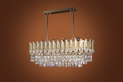 Crown Oval Chandelier, 8 Lights, Metal, 80×70cm - Solitaire Gold