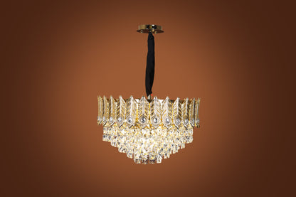 Crown Round Chandelier, 9 Lights, Metal, 50×70cm - Solitaire Gold