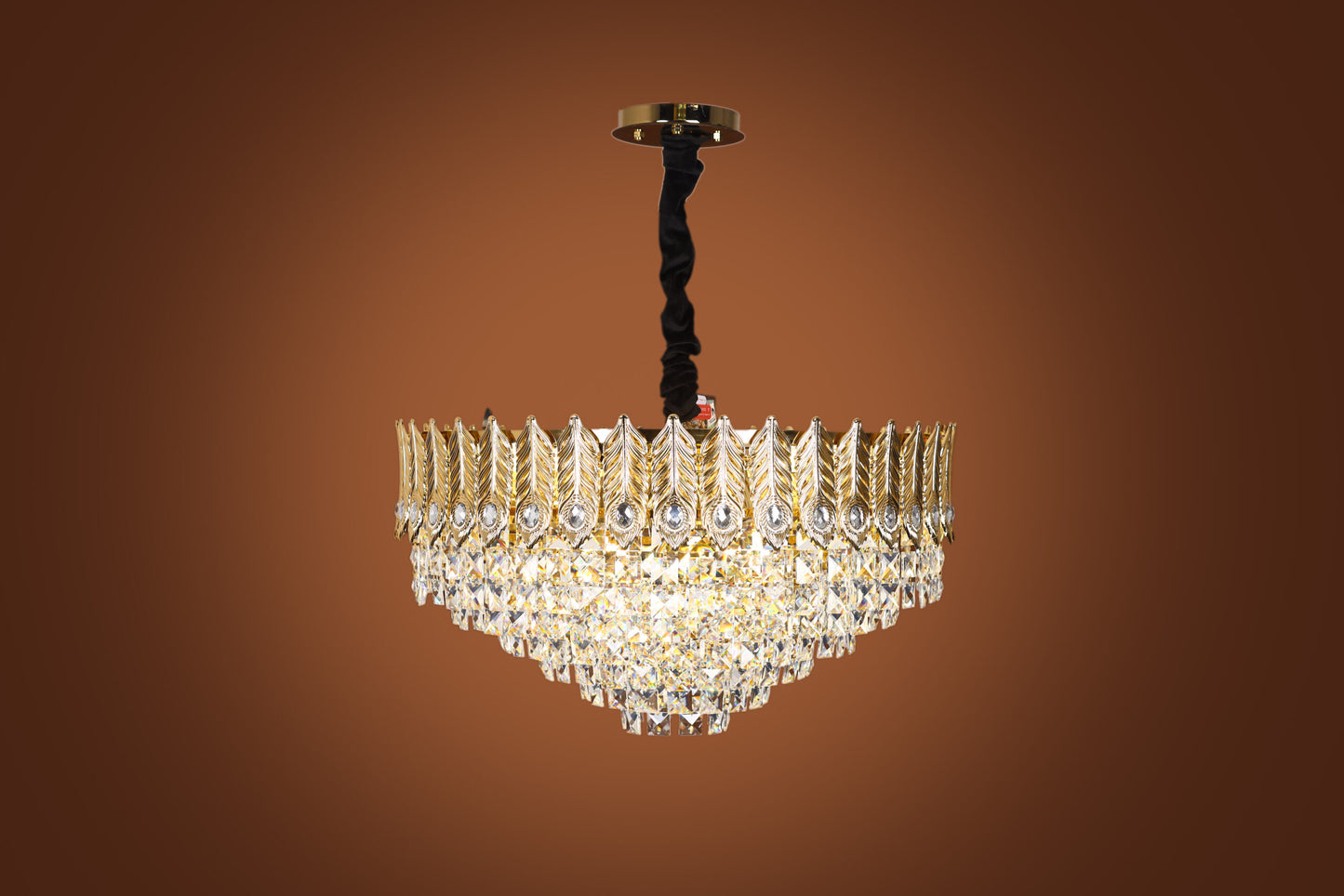 Crown Round Chandelier, 12 Lights, Metal, 70×70cm - Solitaire Gold