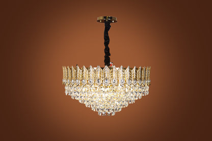 Crown Round Chandelier, 12 Lights, Metal, 70×70cm - Solitaire Gold