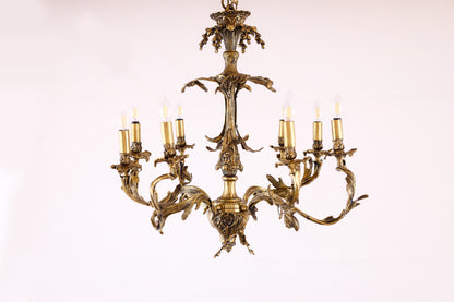 Greek Chandelier, 8 Lights, Copper, 87×80cm - Italian Bronze