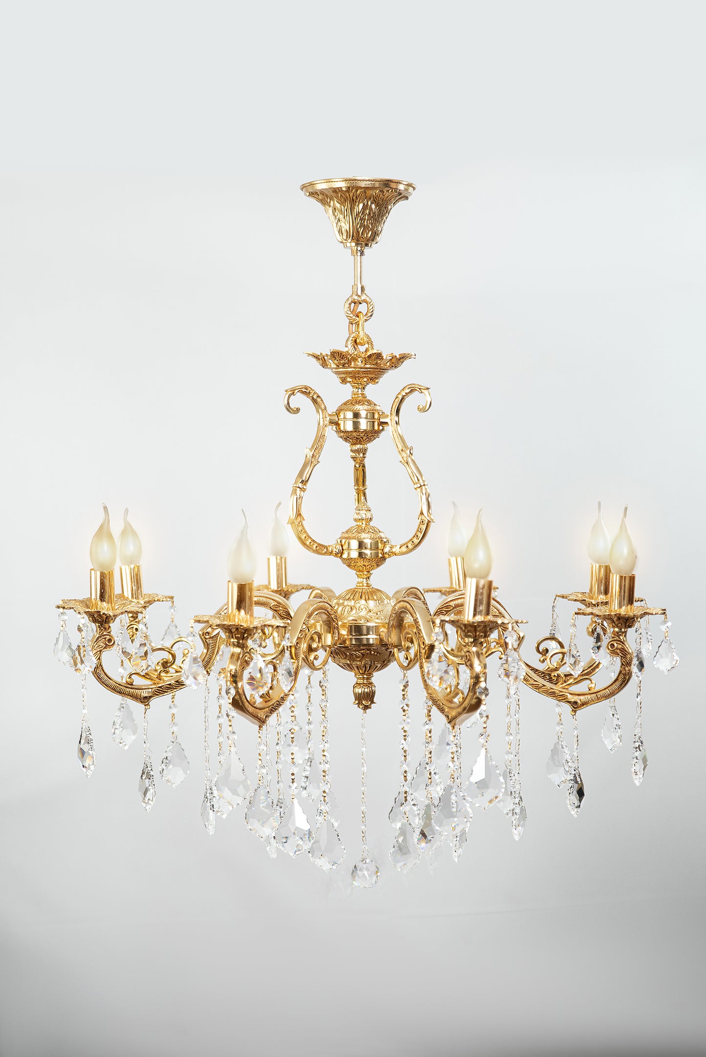 نجفة الجزائر، 8 مصابيح، نحاس، 84×95 سم - ذهب عيار 24