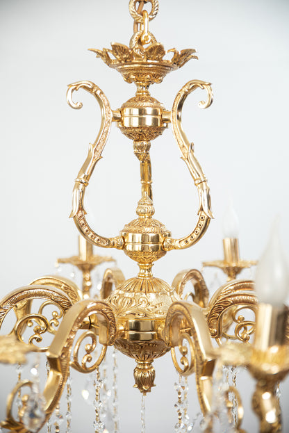نجفة الجزائر، 8 مصابيح، نحاس، 84×95 سم - ذهب عيار 24