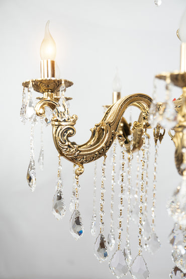 Pearl Italian Heart Chandelier, 8 Lights, Copper, 91×100cm - 24k Gold