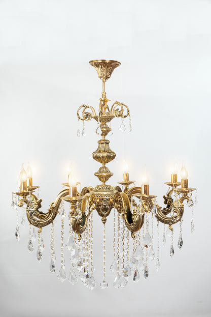 Pearl Italian Heart Chandelier, 8 Lights, Copper, 91×100cm - 24k Gold