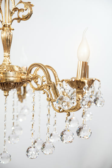 نجفة إسبانية، 6 مصابيح، نحاس، 70×85 سم - ذهب عيار 24