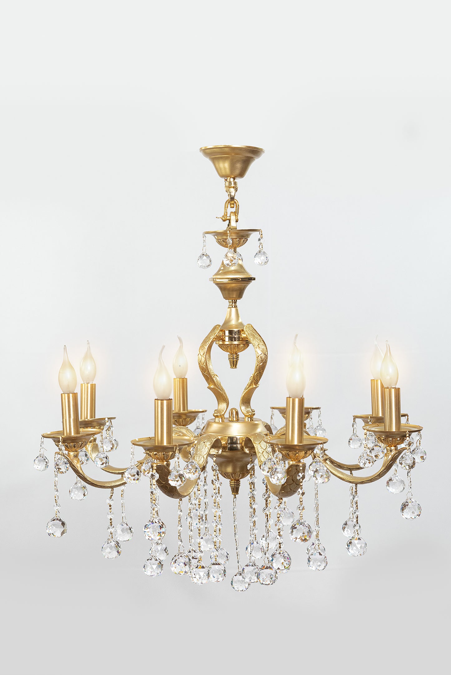 Fish-scale Chandelier, 8 Lights, Copper, 80×90cm - 24k Gold