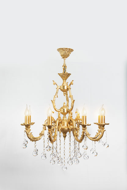 S-Shape Chandelier, 8 Lights, Copper, 70×85cm - 24k Gold