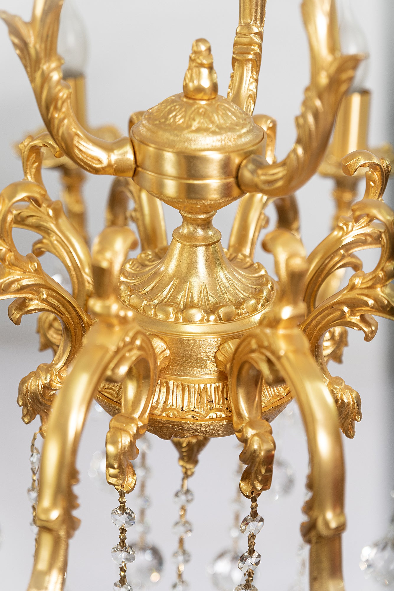 S-Shape Chandelier, 8 Lights, Copper, 70×85cm - 24k Gold