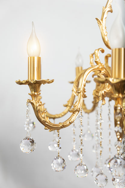 S-Shape Chandelier, 8 Lights, Copper, 70×85cm - 24k Gold