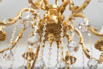 S-Shape Chandelier, 8 Lights, Copper, 70×85cm - 24k Gold