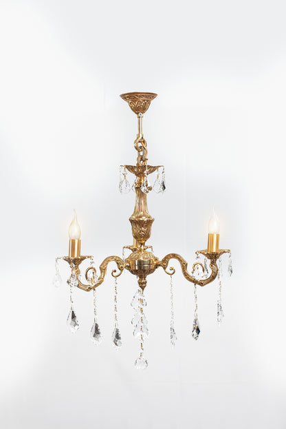 نجفة جزائرية، 3 مصابيح، نحاس، 60×80 سم - ذهب عيار 24