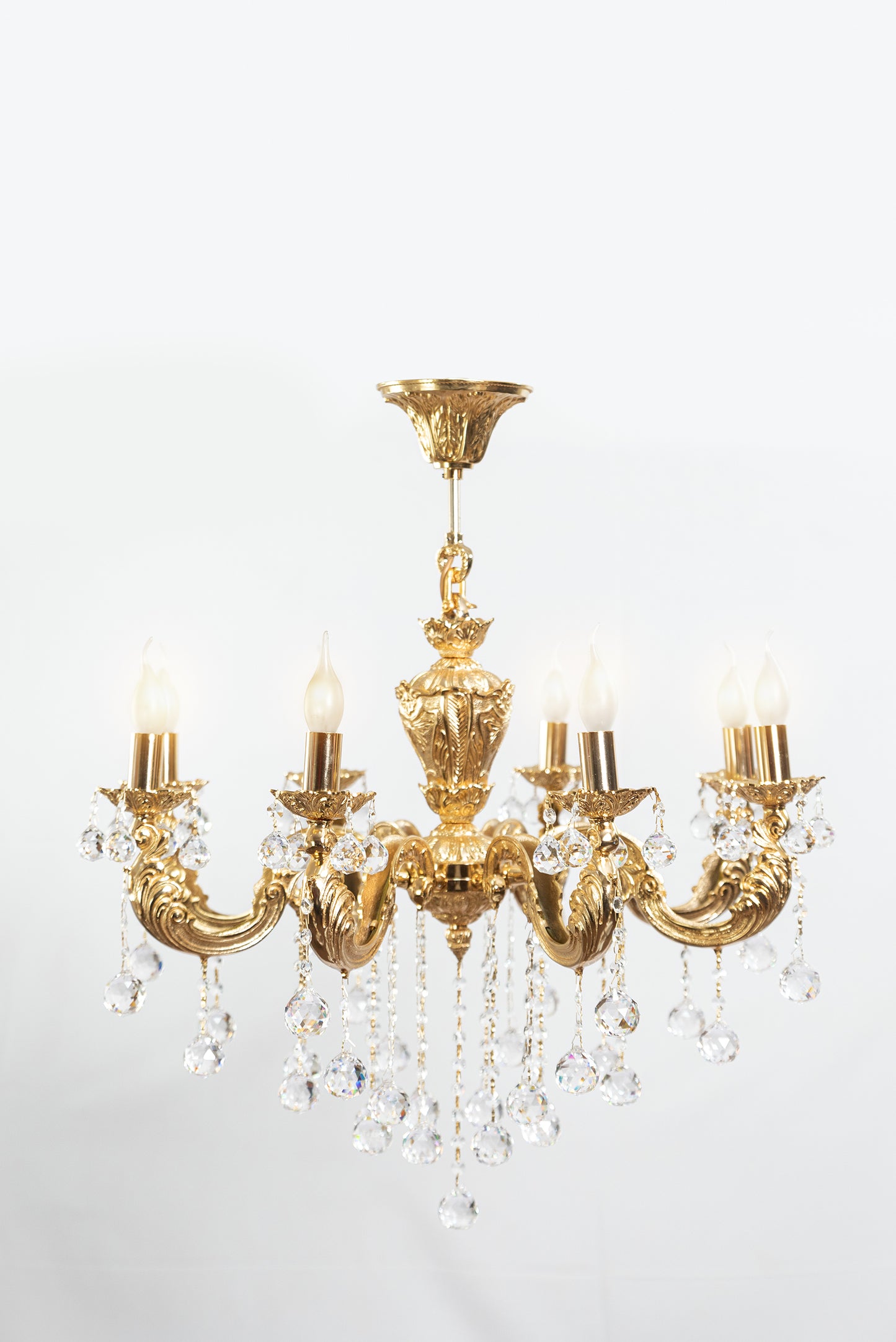 نجفة لؤلؤية، 8 مصابيح، نحاسية، 75×75 سم - ذهب عيار 24