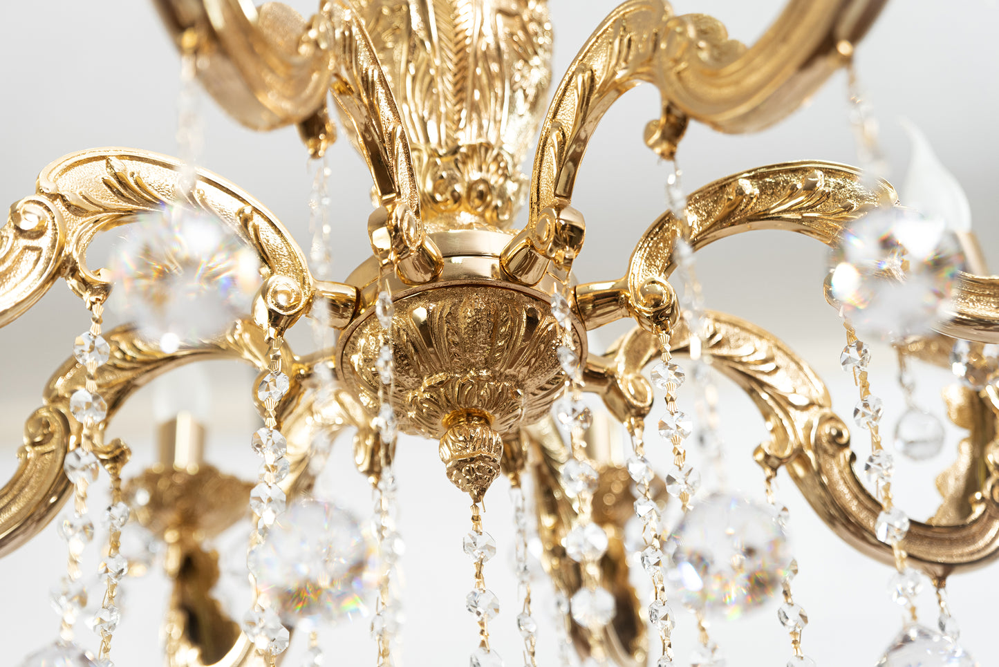 نجفة لؤلؤية، 8 مصابيح، نحاسية، 75×75 سم - ذهب عيار 24