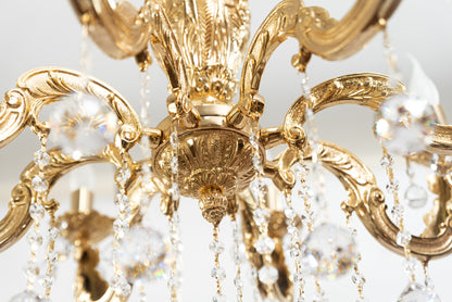 نجفة لؤلؤية، 8 مصابيح، نحاسية، 75×75 سم - ذهب عيار 24