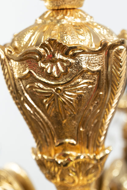 نجفة لؤلؤية، 8 مصابيح، نحاسية، 75×75 سم - ذهب عيار 24