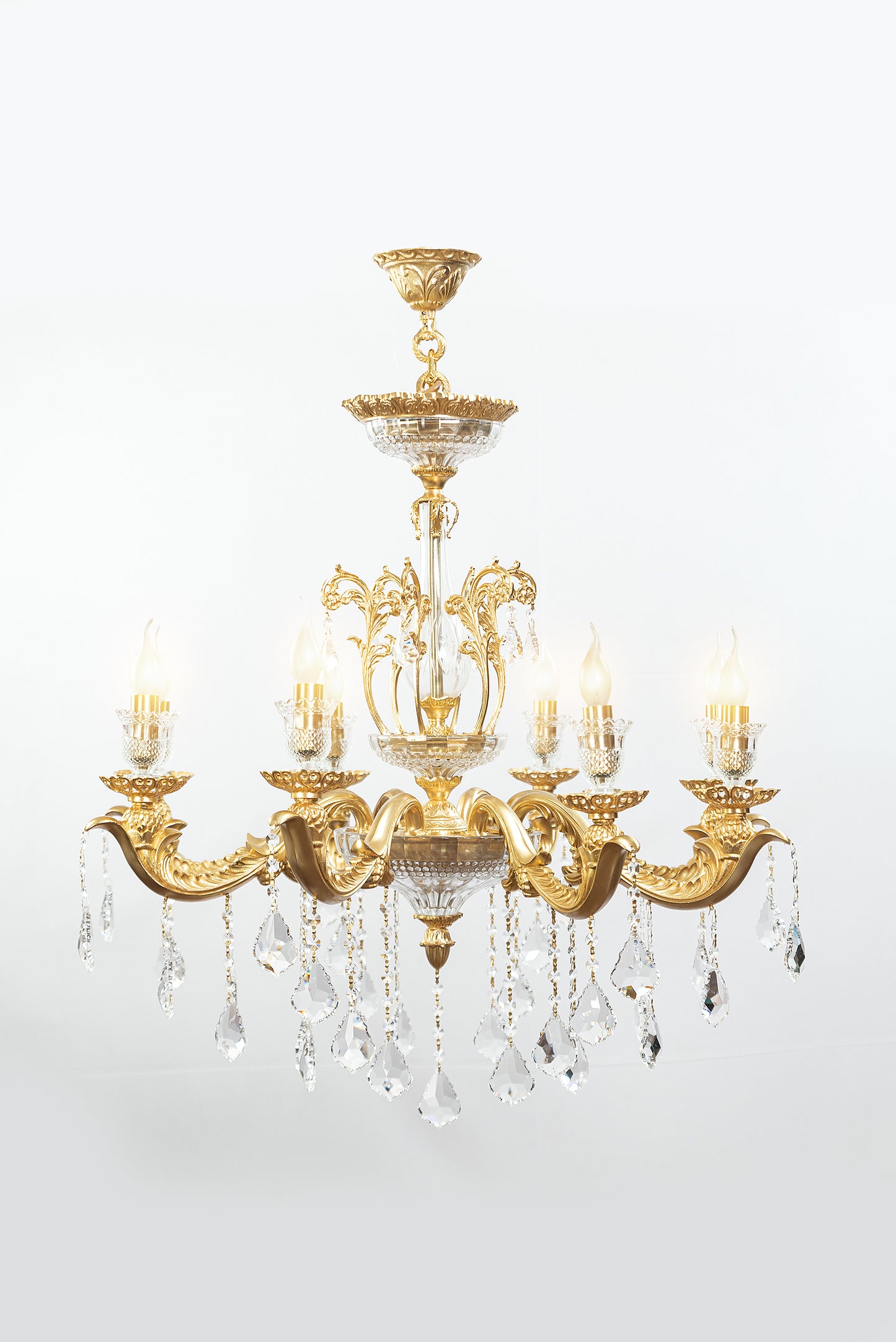 نجفة لامار، 8 مصابيح، نحاس، 95×90 سم - ذهب عيار 24