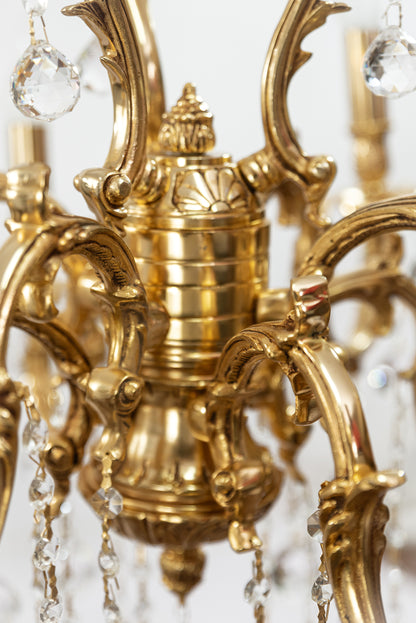 S-flame Chandelier, 8 Lights, Copper, 72×100cm - 24k Gold