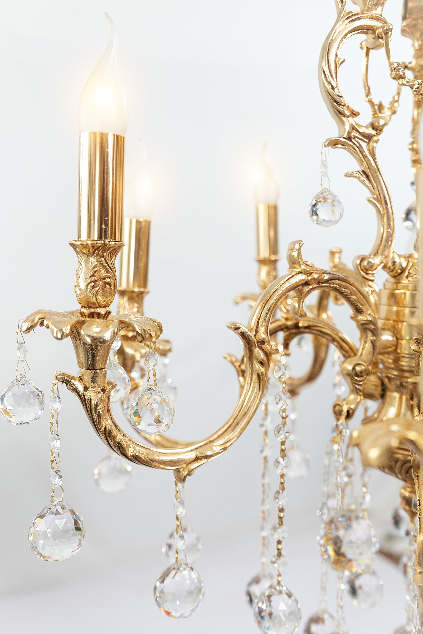 S-flame Chandelier, 8 Lights, Copper, 72×100cm - 24k Gold