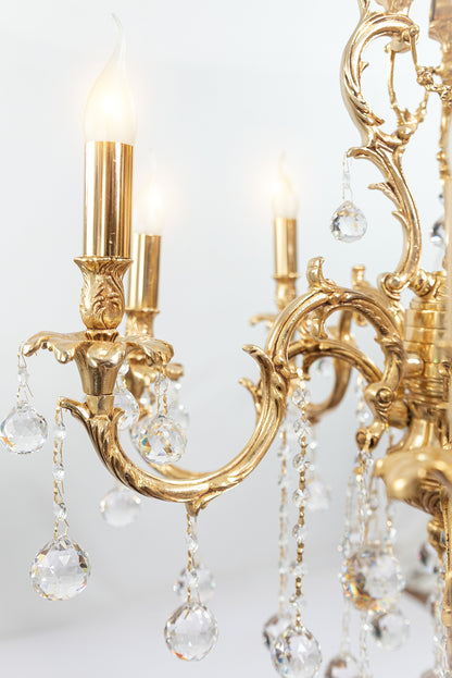 S-flame Chandelier, 8 Lights, Copper, 72×100cm - 24k Gold