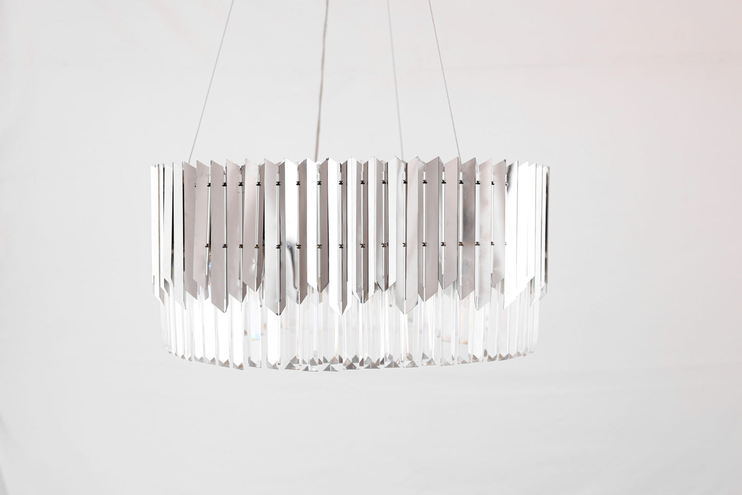 Arrow Round Chandelier, 8 Lights, Stainless Steel, 60×60cm - Silver