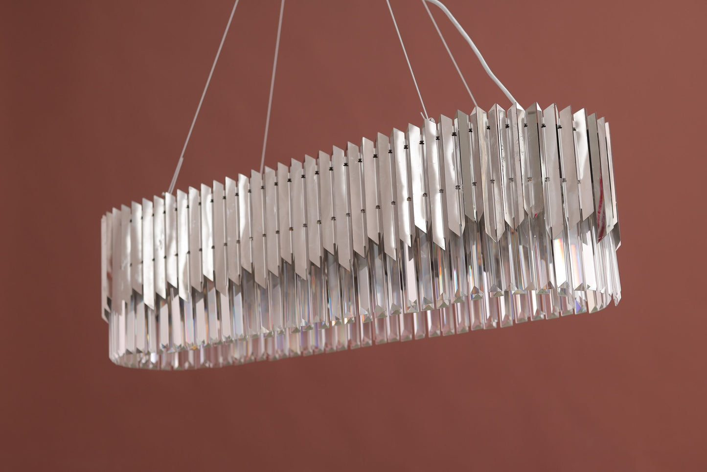 Arrow Oval Chandelier, 10 Lights, Stainless Steel, 100×75cm - Silver