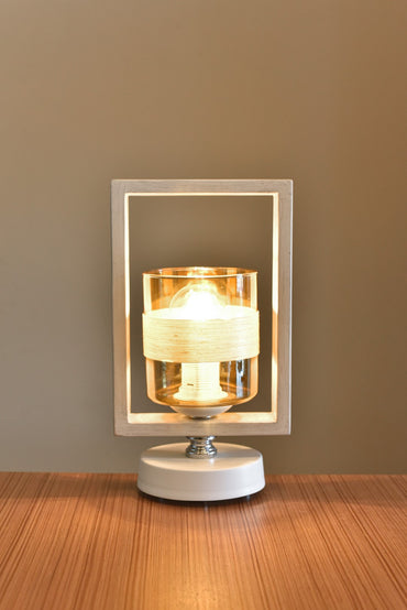 table lamp 1 bulb white frame
