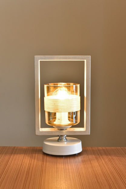 table lamp 1 bulb white frame