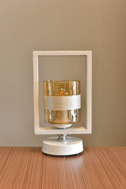 table lamp 1 bulb white frame