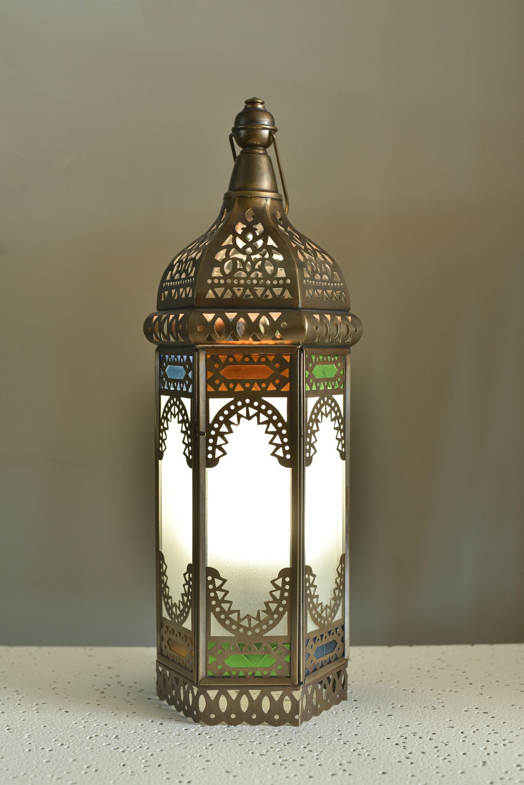 55 cm Arabic ramadan lantern with glass oxide