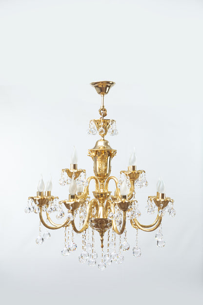 Pipes Cup Chandelier, 12 Lights, Copper, 75×90cm - 24k Gold