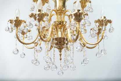 Pipes Cup Chandelier, 12 Lights, Copper, 75×90cm - 24k Gold