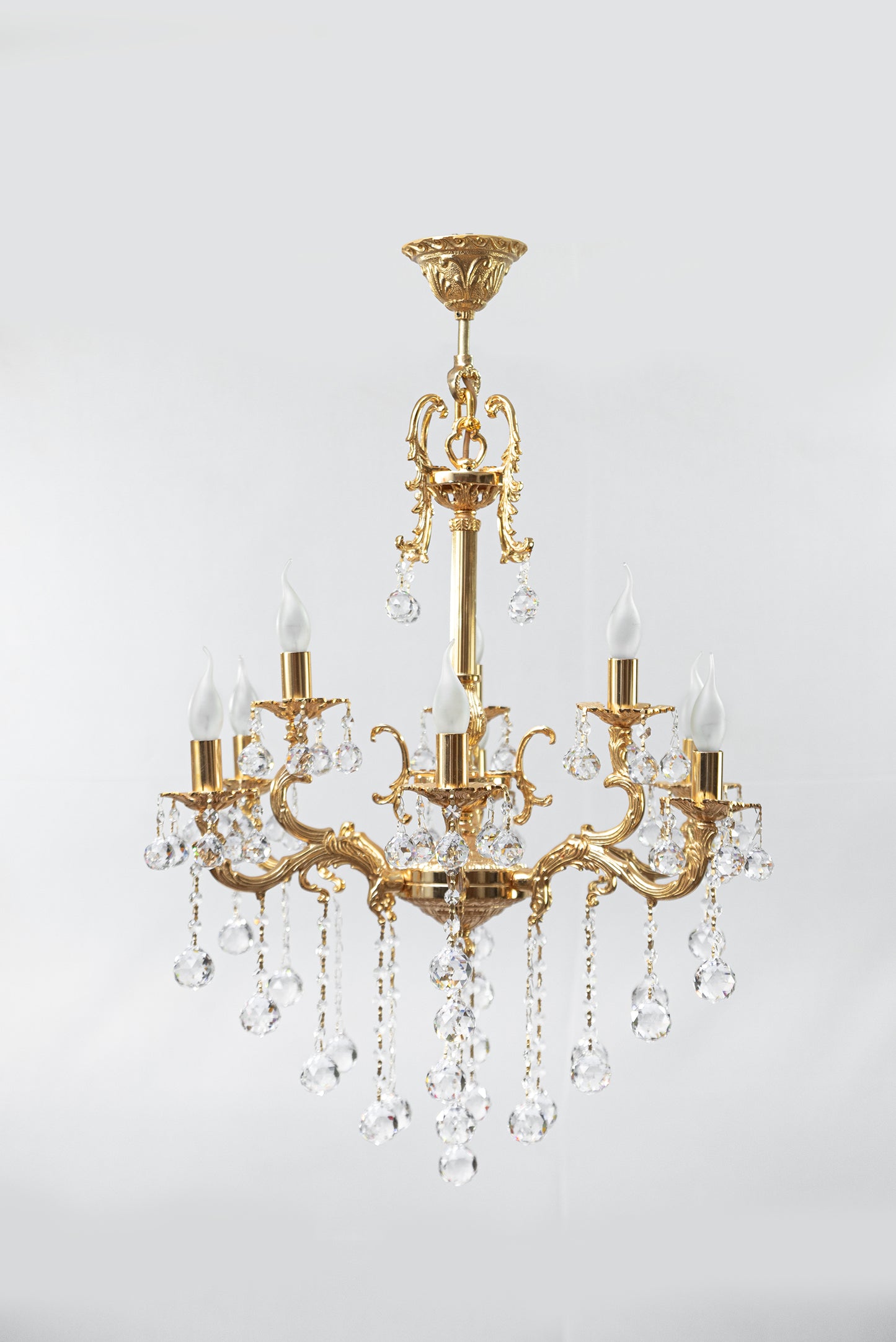 نجفة كوشا إيطالية، 9 مصابيح، نحاس، 65×80 سم - ذهب عيار 24