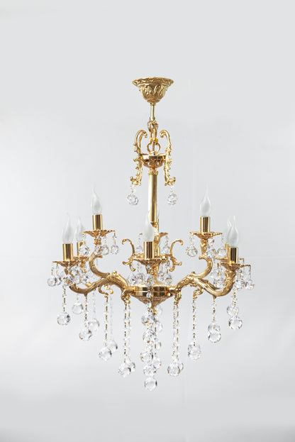 نجفة كوشا إيطالية، 9 مصابيح، نحاس، 65×80 سم - ذهب عيار 24