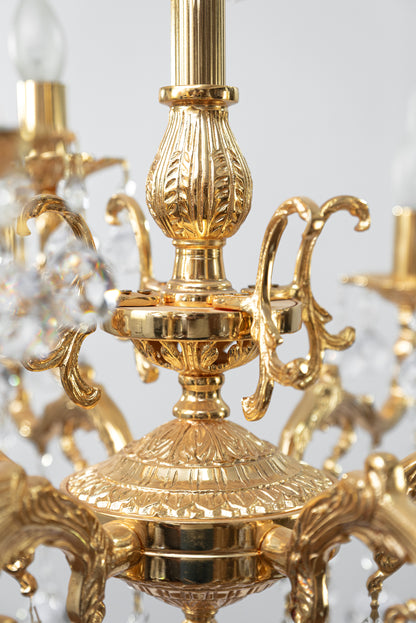 نجفة كوشا إيطالية، 9 مصابيح، نحاس، 65×80 سم - ذهب عيار 24