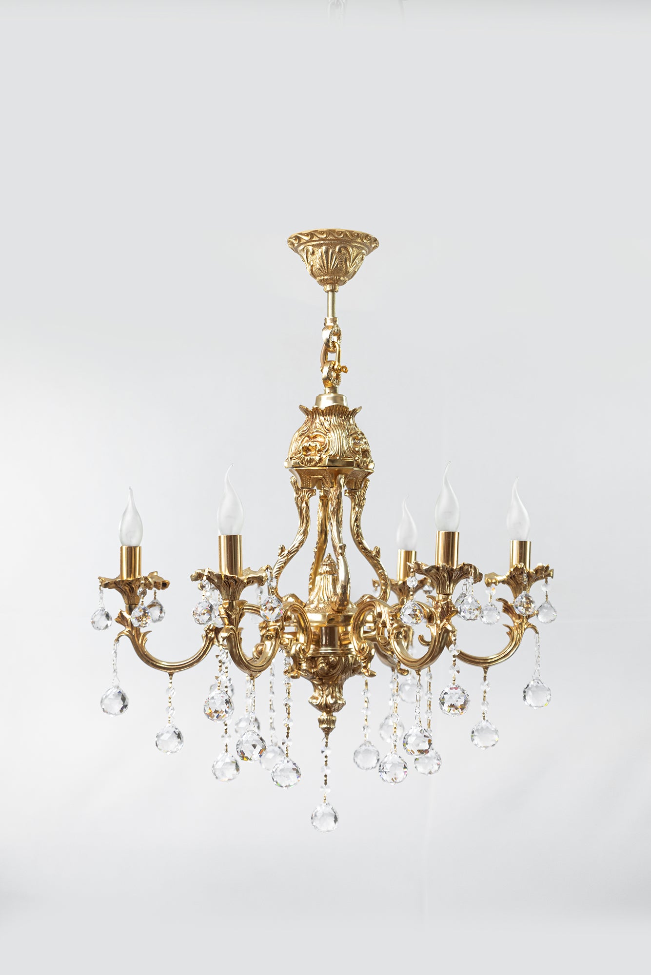 نجفة، 6 مصابيح، نحاس، 68×85 سم - ذهب عيار 24